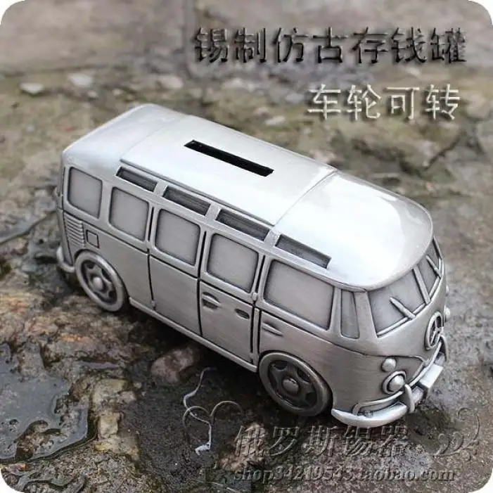 Жестяная Копилка Ван Тин Ретро креативный металлический автобус Детская копилка