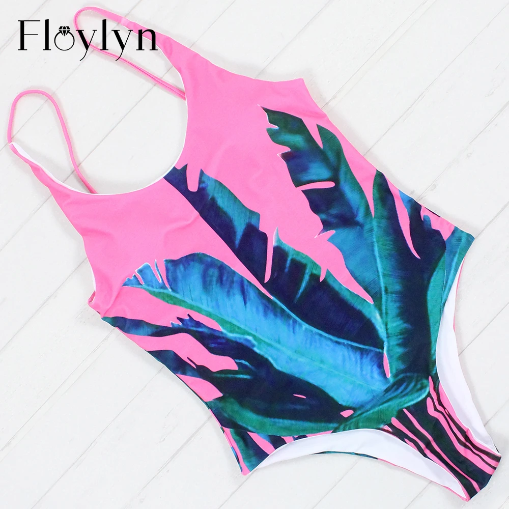 Слитный купальник Floylyn Leaf бандажный Женский монокини с открытой спиной