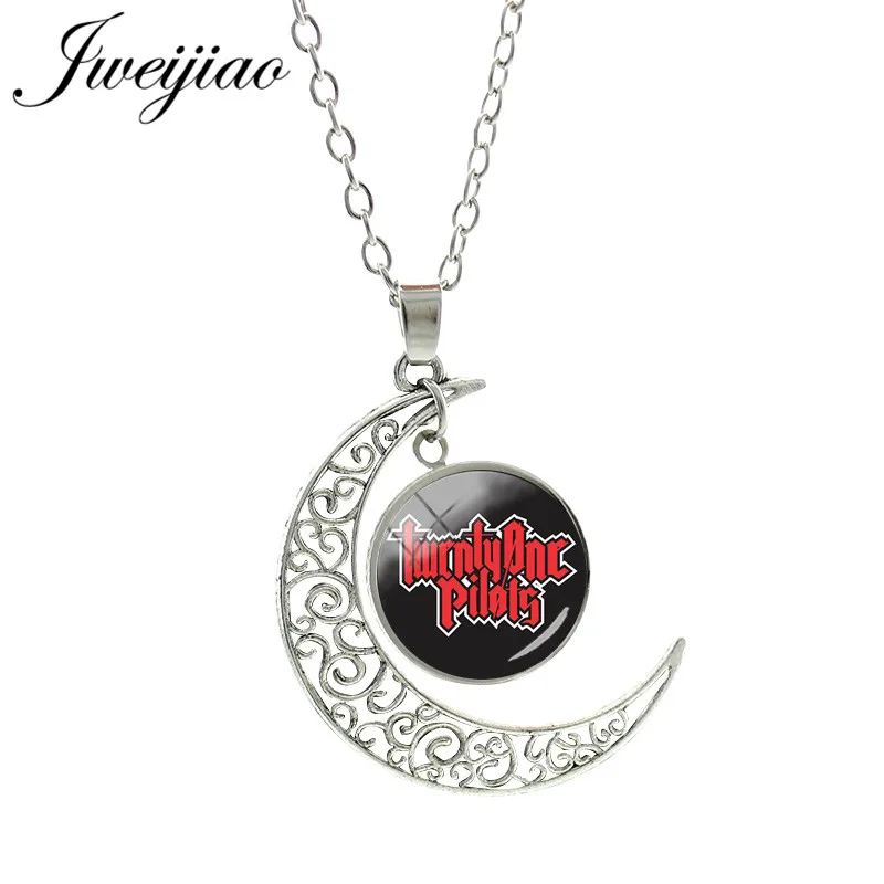 TO24 JWEIJIAO, хит, ожерелье с кулоном "Twenty One Pilots Moon", стеклянный кабошон, купольное колье, ожерелье, ювелирные изделия, подарок для фанатов TO25 - Окраска металла: TO24