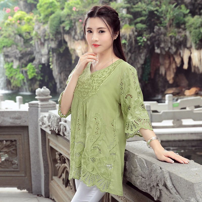 2021 повседневные летние женские блузки винтажные с вышивкой свободные Цветочные