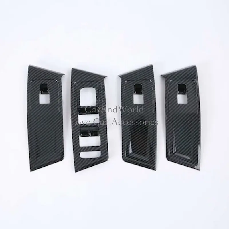 

For Volkswagen VW T-Roc TROC 2017-2021 Interior Armrest Lift Panel Cover Window Switch Button Trims Carbon Fibre Car Accessories
