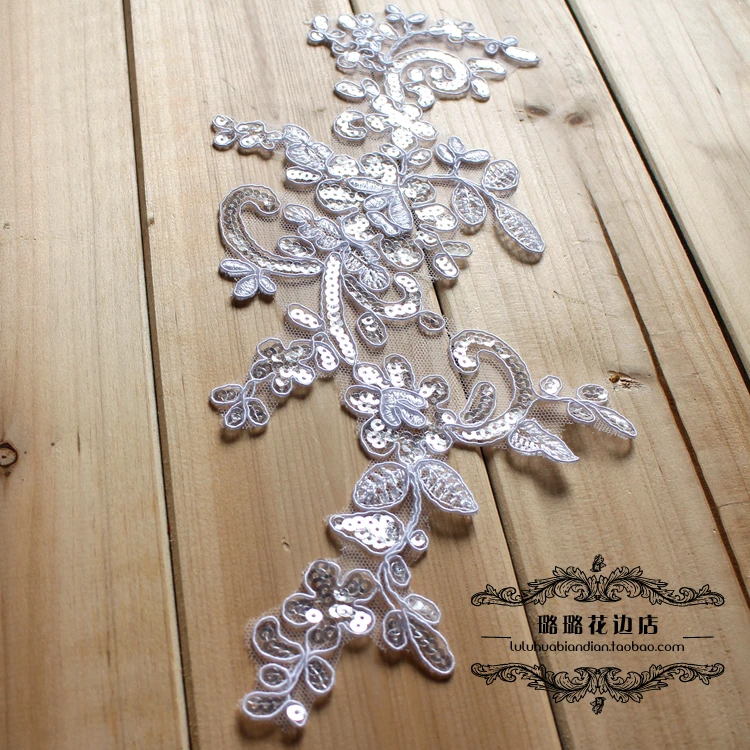 10 шт./лот белая аппликация с блестками кружевная нашивка цветок сделай сам