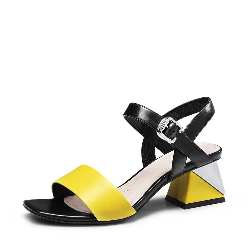 2017 г. женская летняя обувь из натуральной кожи модные туфли на высоком каблуке с