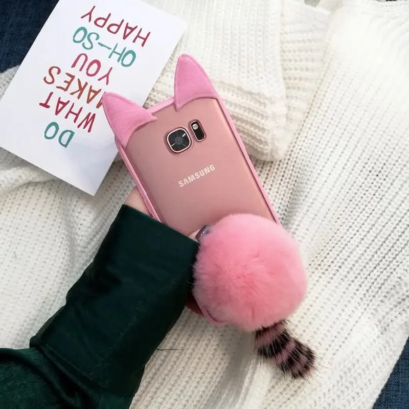 ROHDEA SamsungS7edge 3D милый кристально прозрачный чехол с кошачьими ушками ультра тонкий