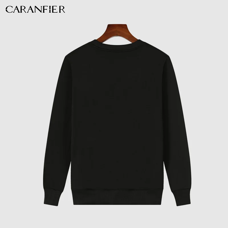 Мужские толстовки с капюшоном CARANFIER повседневная однотонная Толстовка длинным