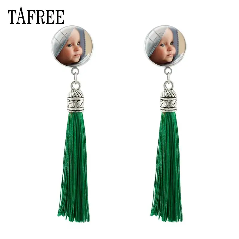 TAFREE Новый кисточкой серьги с фотографией Рождественский подарок для мамы можно
