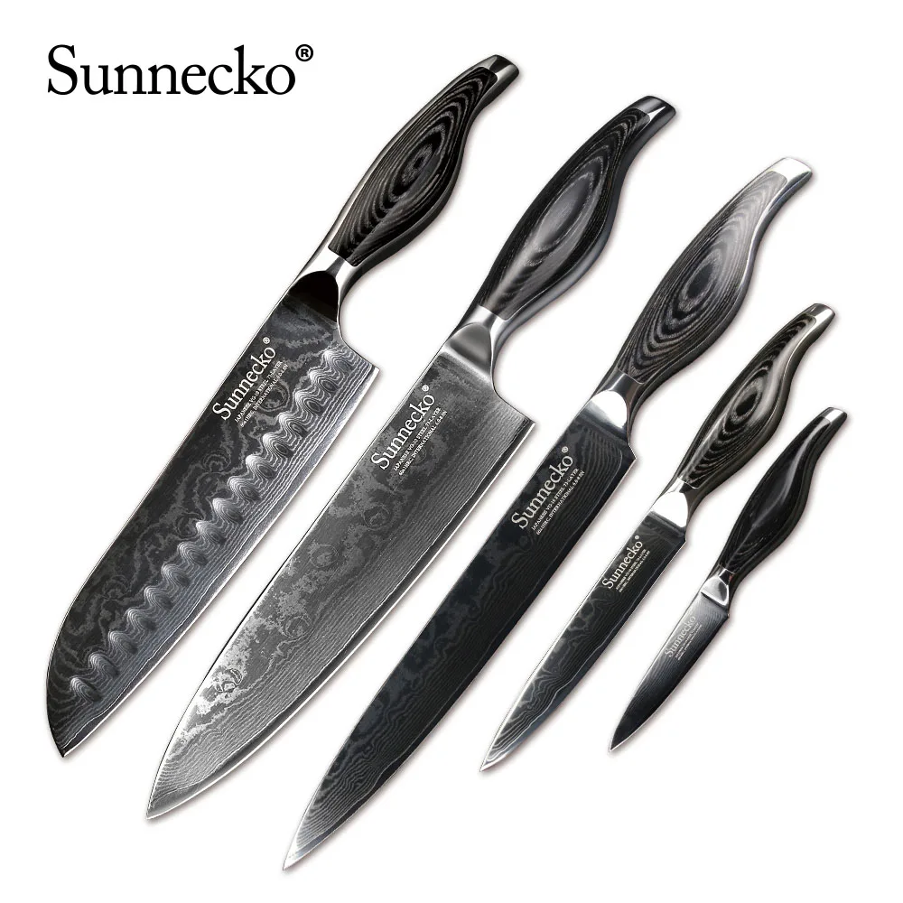 Набор ножей из дамасской стали Sunnecko подарок шеф повару Мясницкий резак хлеб
