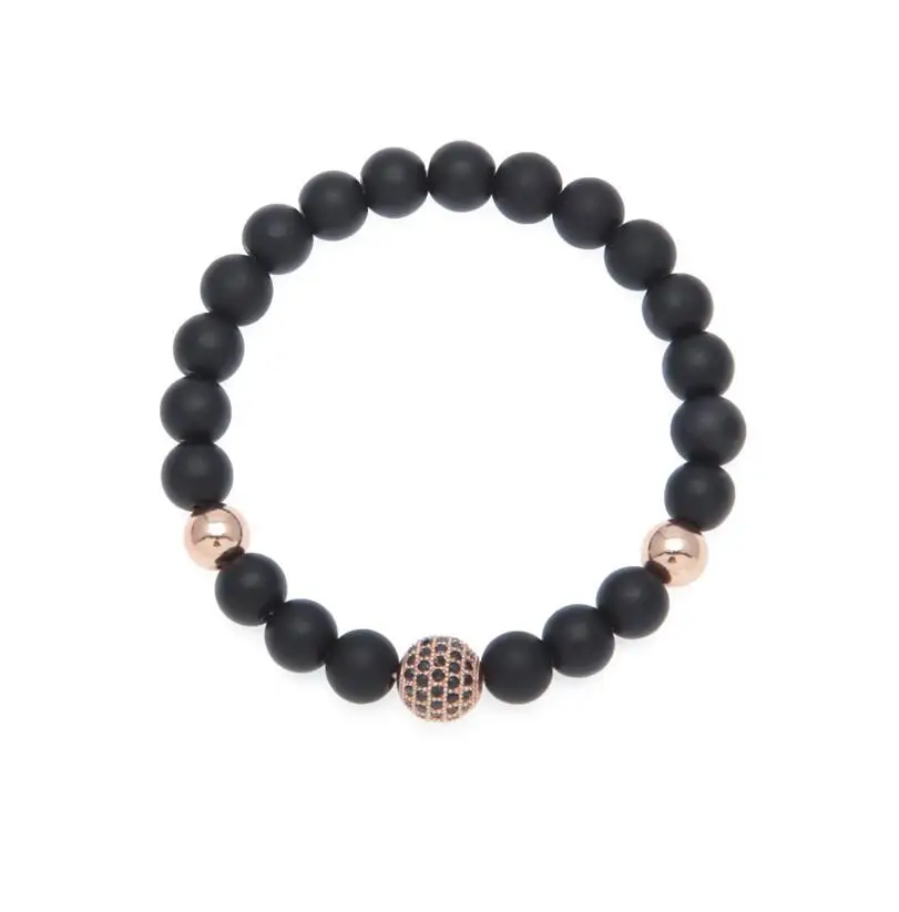 2018 new arrive boy girl men women jewelry black round bead with gold color matal cz ball diy hand made bracelet | Украшения и