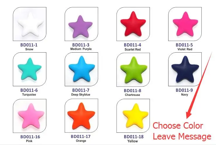 

100pc NEW Baby teether Toy Silicone Beads Silicone Star Shaped Jewely Pendant Mixed colors DIY necklace/ Bracelet Pacifier Clips