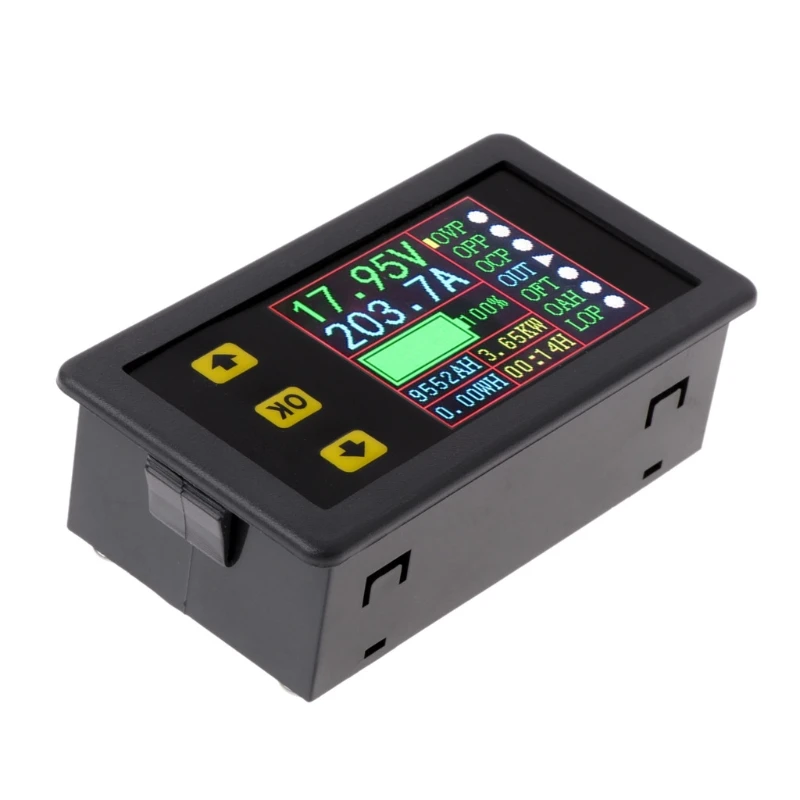 

Digital Multimeter Charge-Discharge Battery Tester DC 0-90V 0-20A Volt Amp Meter LCD Color Screen with 20mm Hall Sensor
