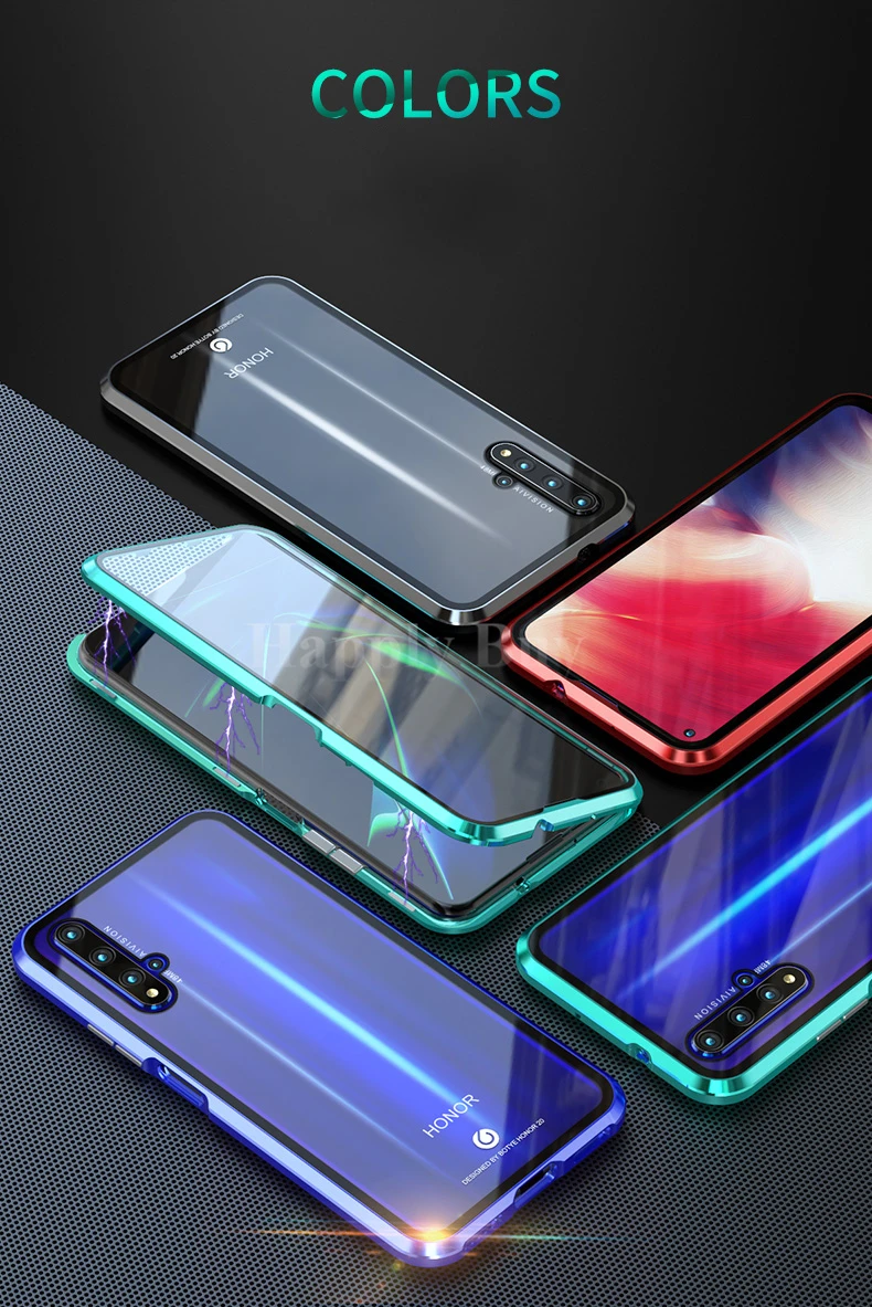 Передний+ задний стеклянный чехол для huawei Honor 20 Pro 9X Pro, Магнитный чехол для Honor 20 9X, чехол на весь корпус, противоударный чехол