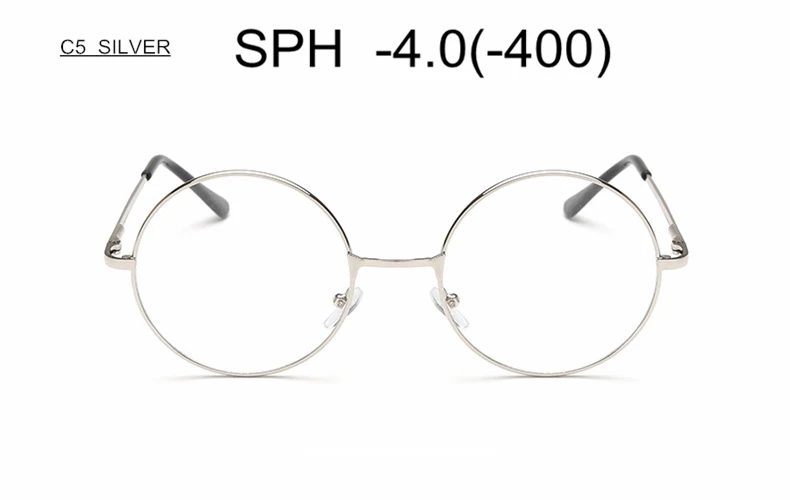 C5 (-4.0) Очки для близорукости с диоптриями SPH-1-2,0-2,5-3,0-3,5-4,0 для женщин и мужчин, сплав, круглая оправа, близорукие очки UF33 - Цвет оправы: C5 (-4.0)