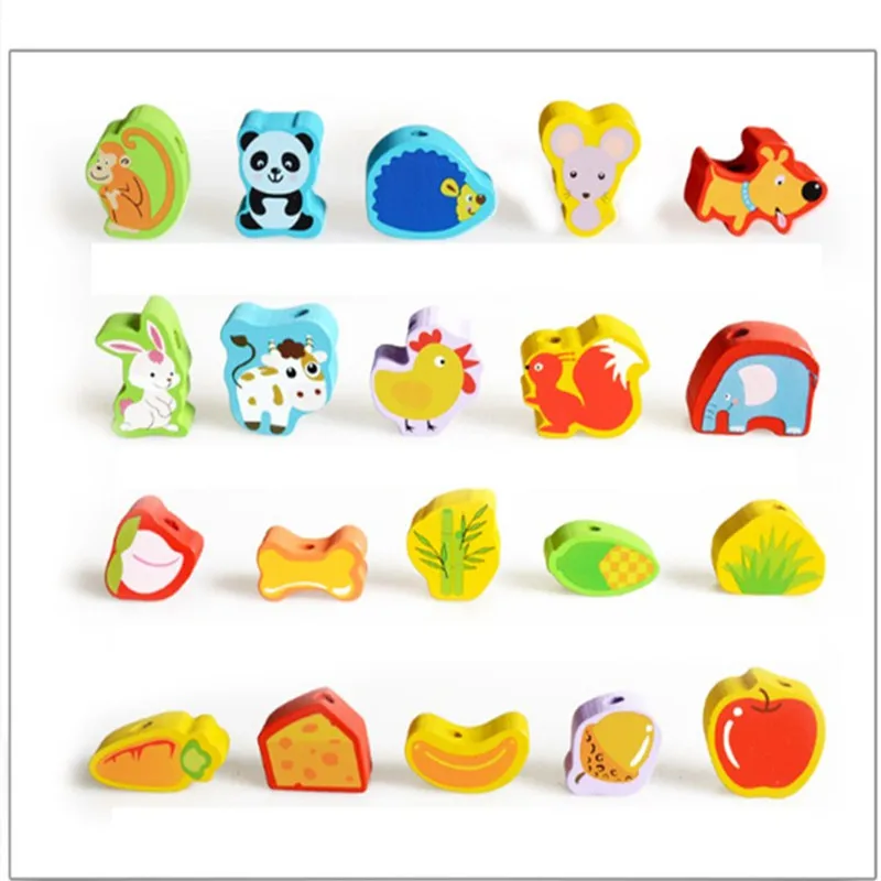 Wood Threading Beads toy Animal Blocks and Number animal digit string of beads Children Gift DIY | Игрушки и хобби