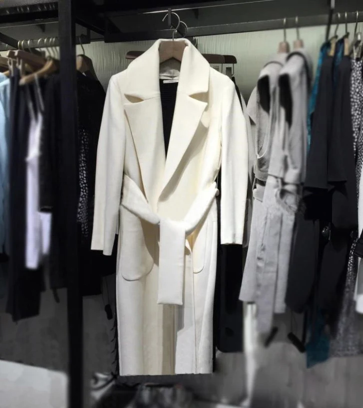 

Elegant Ultra Long Women Woolen Jacket with belt, Popular Plus Size S-XXL Outerwear Ladies Wool Jacket