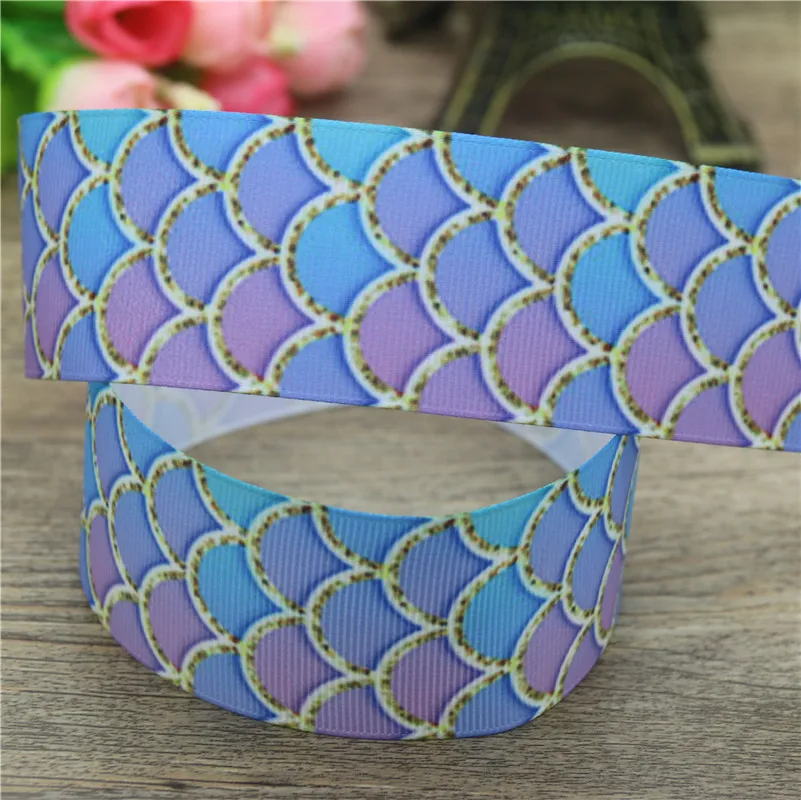 DHK 1 5 '཮ ярдов Русалочка рыбья чешуя печатная grosgrain ленточный аксессуар бант