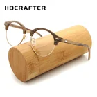 Оправа для очков HDCRAFTER для мужчин и женщин, винтажная круглая деревянная оправа для близорукости, аксессуары для чтения компьютера с прозрачными линзами