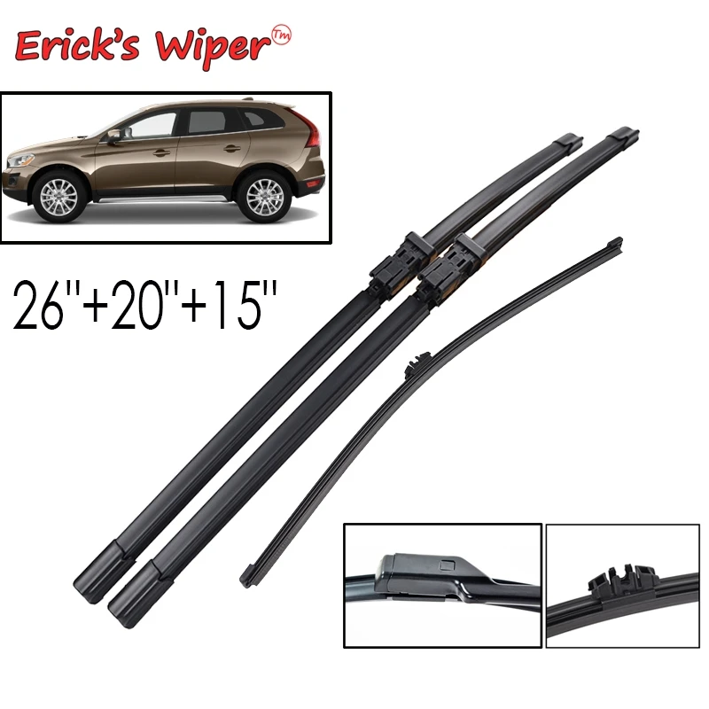

Erick's Wiper Front & Rear Wiper Blades Set For Volvo XC60 2009 - 2011 Windshield Windscreen Window Brushes 26"+20"+15"