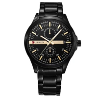 curren racing sport watches black golden clock male fashion mens quartz wrist watches japan movement black stainless steel