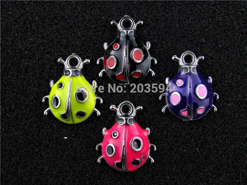 AE327 смешанные цвета 20 шт. сплав металла эмалевая Божья коровка Подвески 22x19 мм |