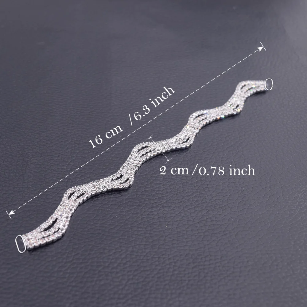 

30pcs/lot waves crystal glass Rhinestone Bikini Connector Buckles Appliques for garment shoes bags sewing Accessories HK-33