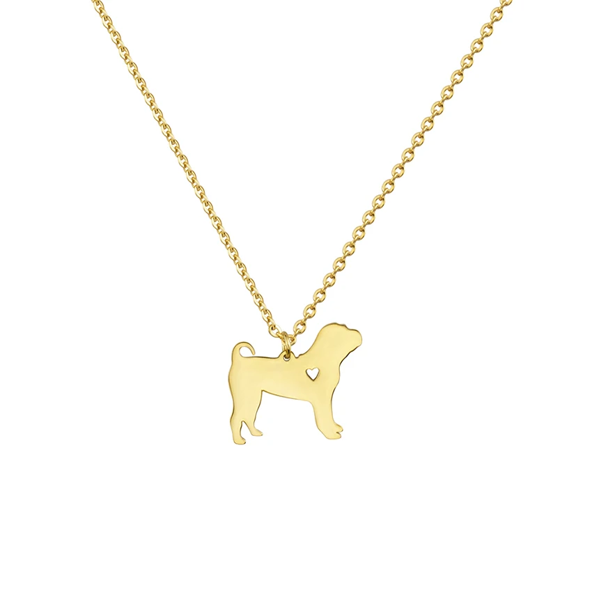Stainless Steel Bijoux Pitbull Pendant Necklace Women Men Jewelry Gold Color Ketting Shar Pei Dog Best Friend Gifts|Ожерелья с