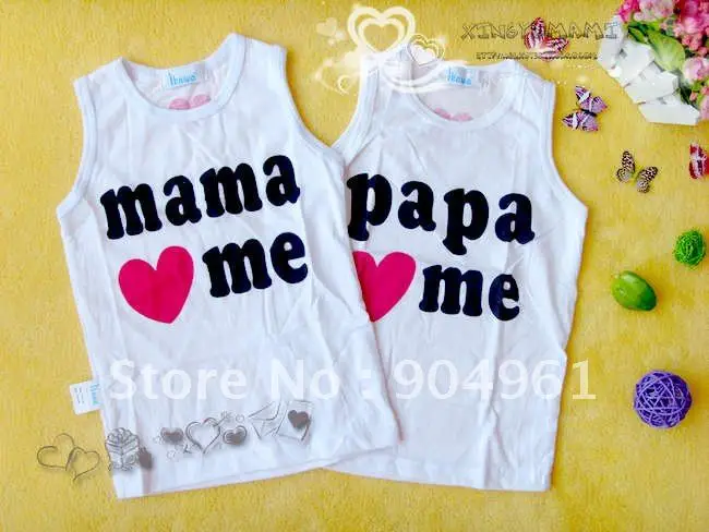 Детская одежда футболка топы для мальчиков и девочек топ PaPa MaMa love Me|shirt cardigan|shirt