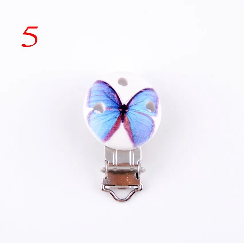 1Pcs(8 Colors Can Choose)Metal Suspender Butterfly Trousers Pacifier Clips With Plastic Wood Craft Sewing Tool 45x30mm D2988-3 | Дом и сад