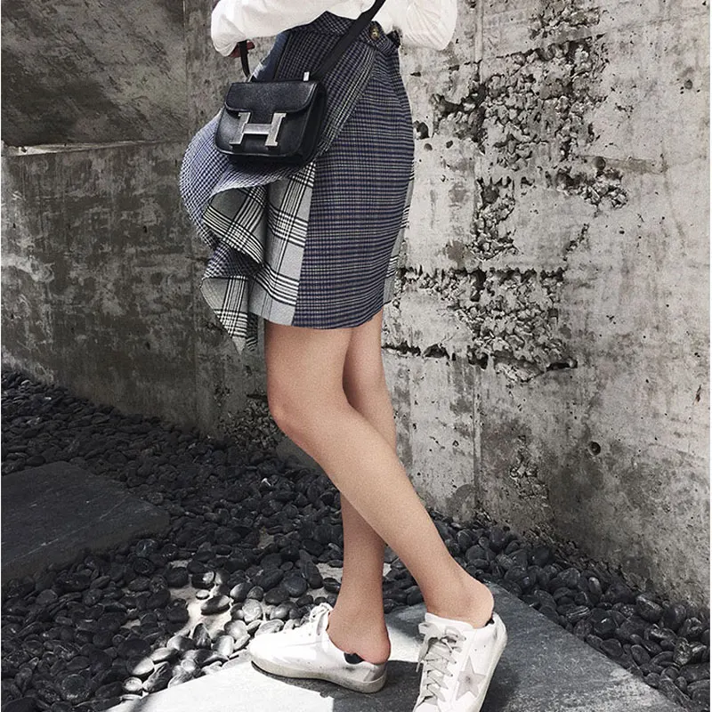 Роскошная брендовая 2018 Высококачественная Асимметричная клетчатая