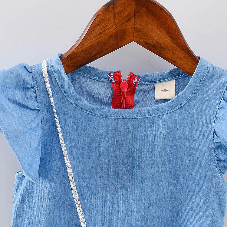 Платье для маленьких девочек 2017 Летняя джинсовая одежда на 1 год и день рождения