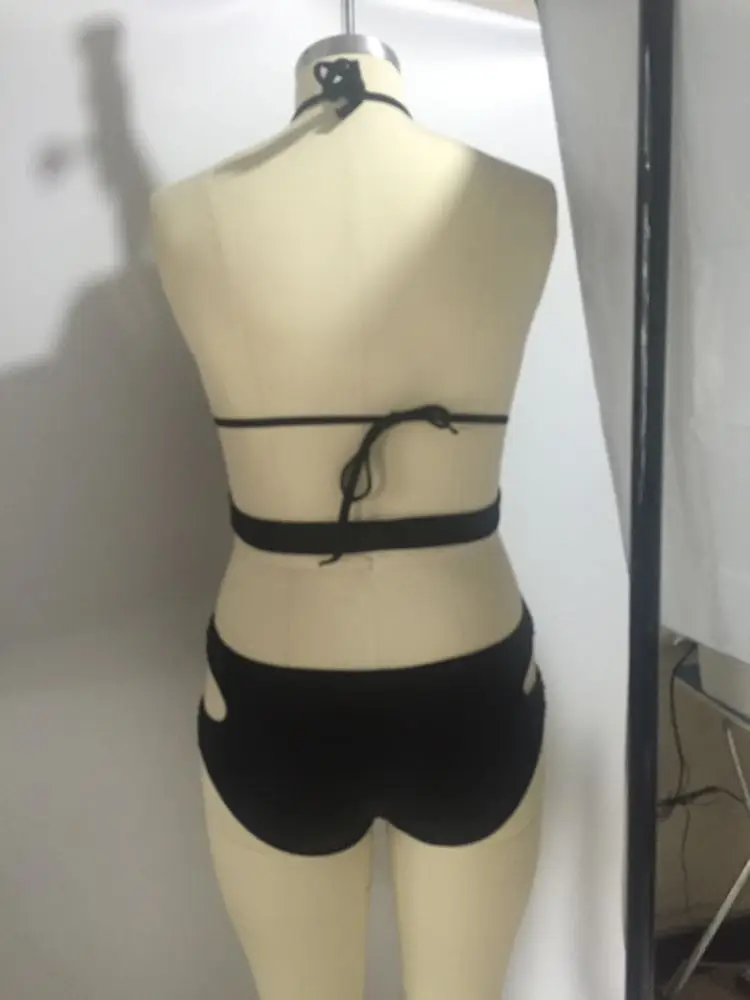 

Summer Styles Women Triangle Swimwear Cross Hollow Halter Bandage Swimsuit Push Up Sexy Bikini Set Bathing Suit Beach
