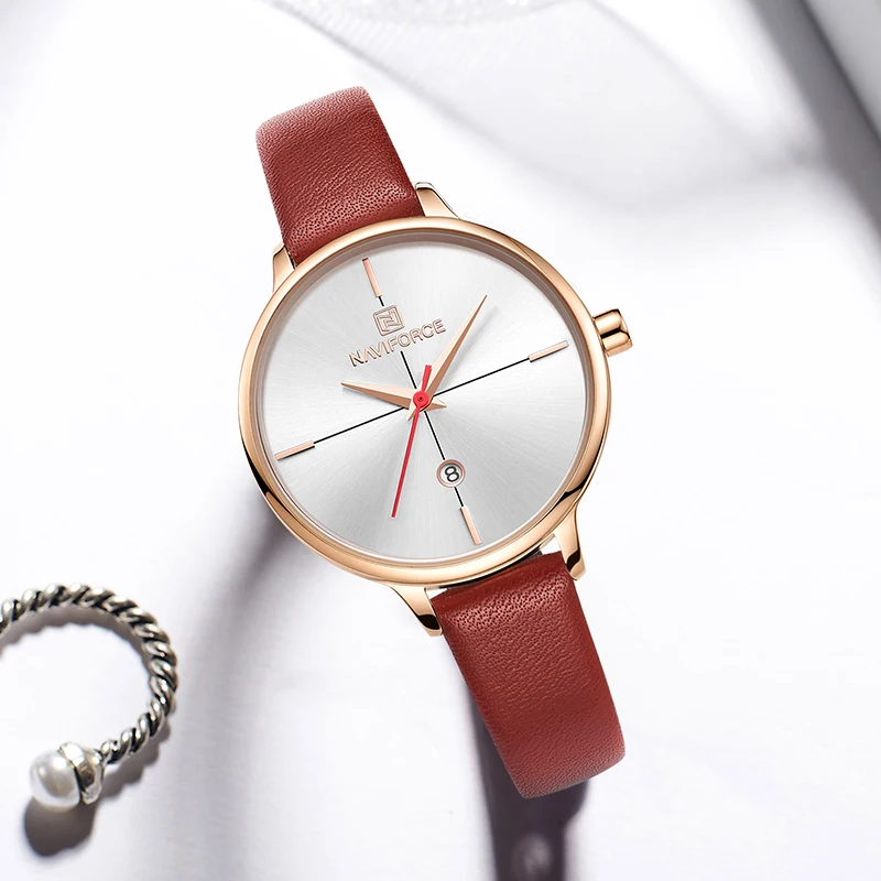 NAVIFORCE женские часы люксовый бренд Модные Кварцевые кожаные простые Relogio Feminino bayan