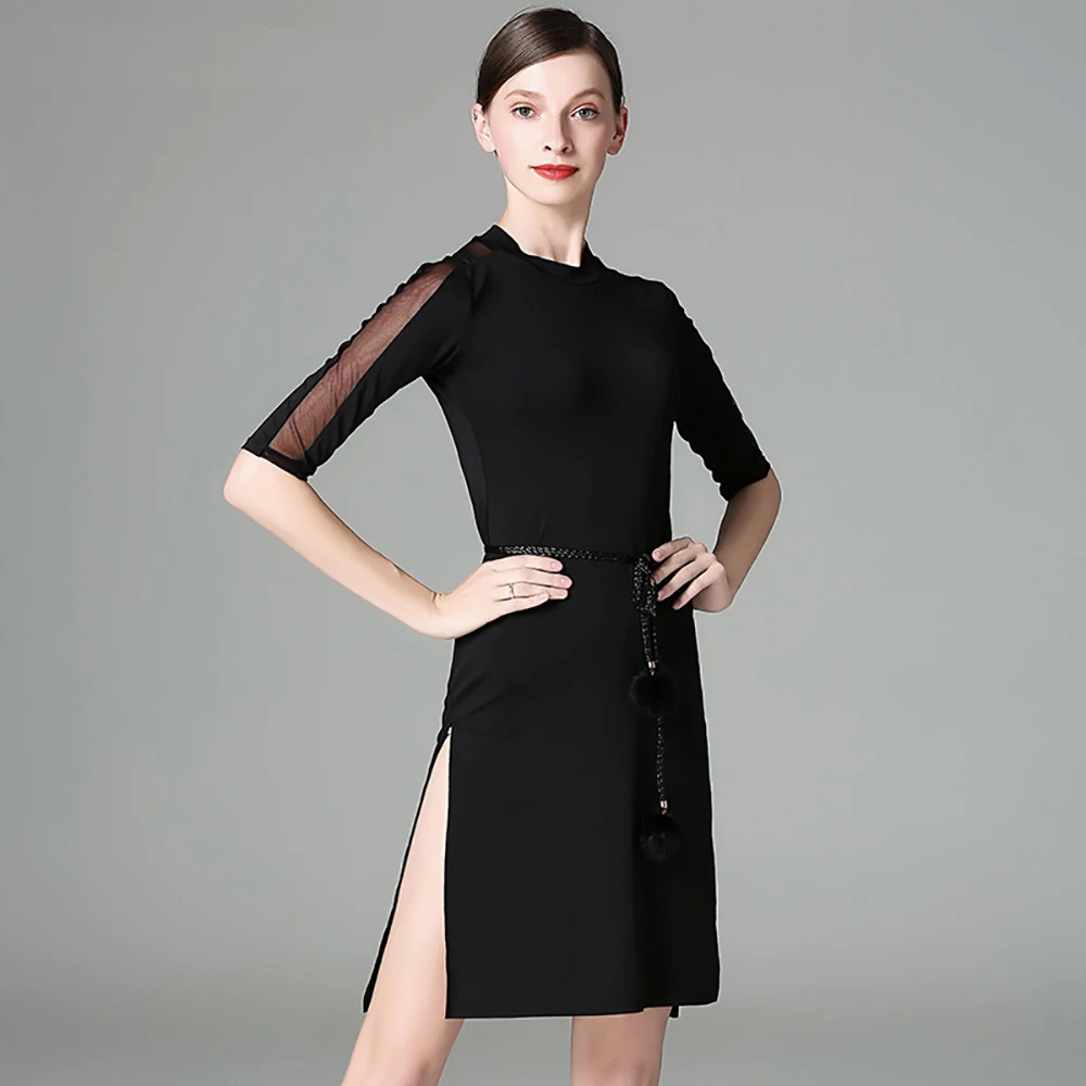 Ток Костюмы для латиноамериканских танцев танцевальная Платья женщин дам черный