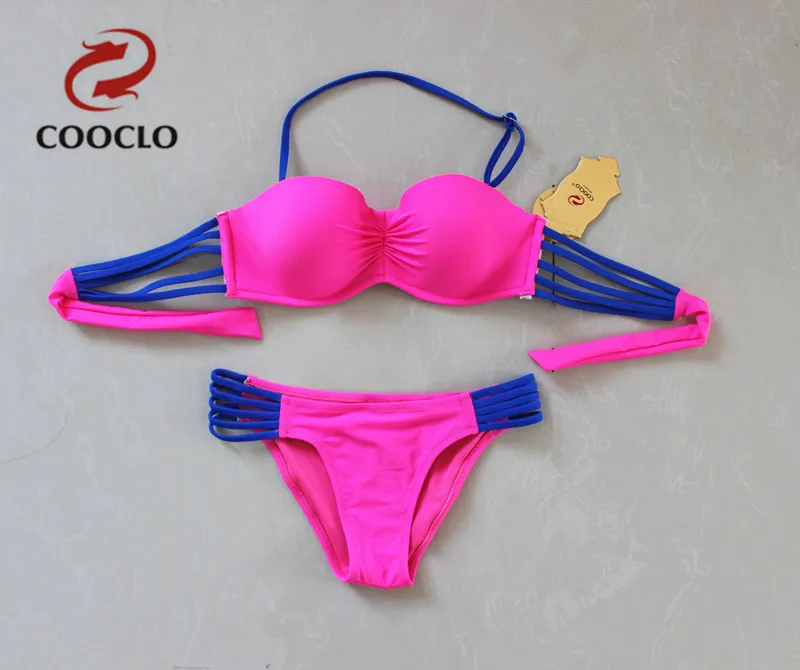 Женский купальник-бикини COOCLO бандажный однотонный для молодых девушек винтажный