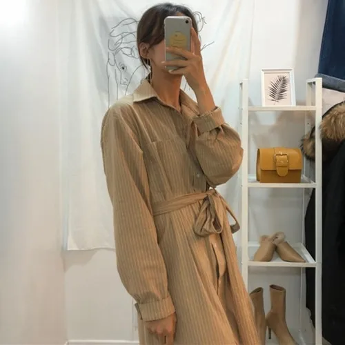 Новое летнее OL платье Boho Воротник женское в полоску с длинным рукавом кружево