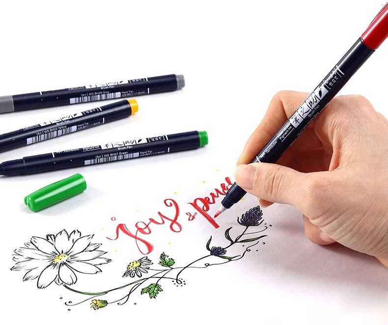 TOMBOW 10 цветов японская каллиграфия ручка водостойкие маркеры мягкие ручки-щетки для Надписи Письмо и рисование художественные принадлежности
