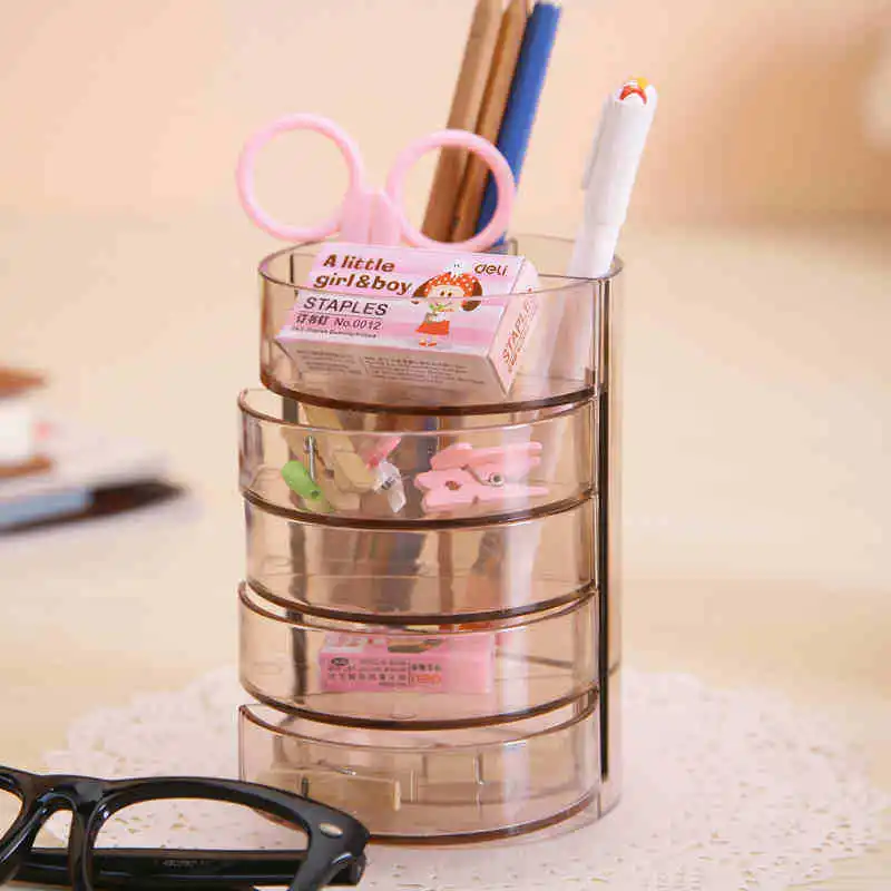Настольное хранилище многофункциональный прозрачный пенал Четырехслойный