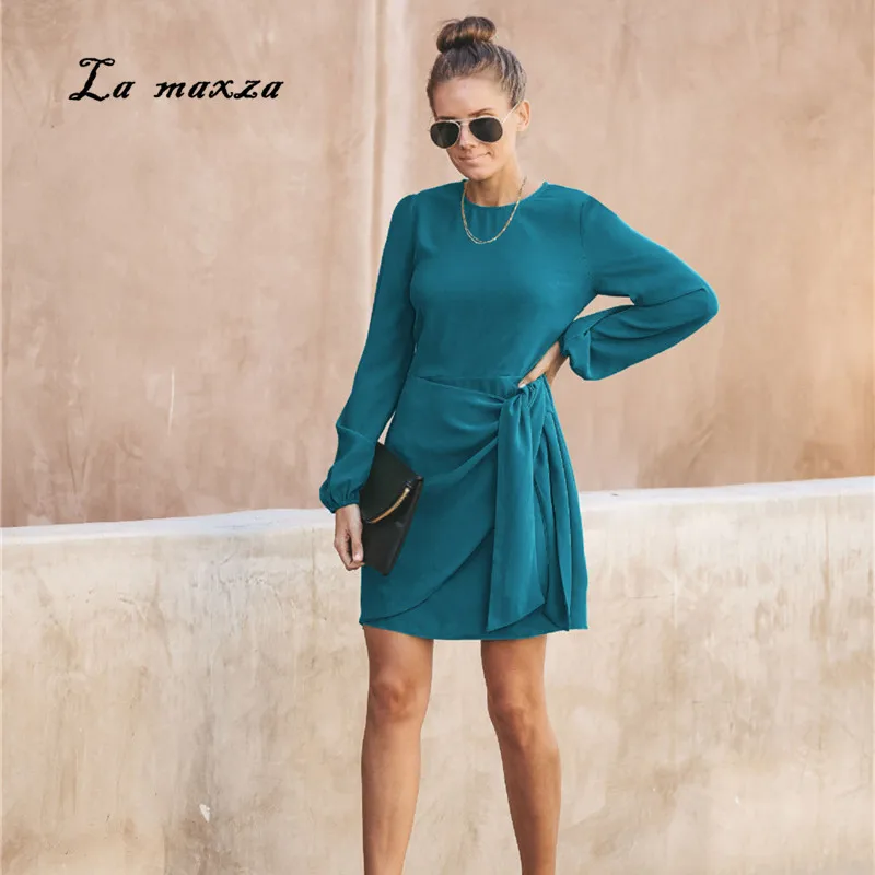 

Plus Size 2019 Women Spring Casual Sexy Casual Long Sleeve Dresses Fashion Mini Dress