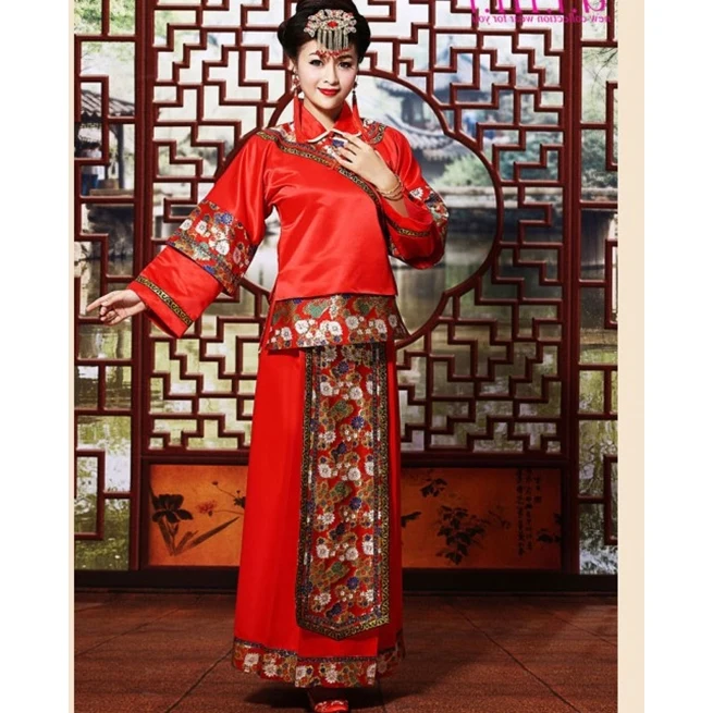 Древний китайский костюм жениха невесты красное свадебное платье династии Хань