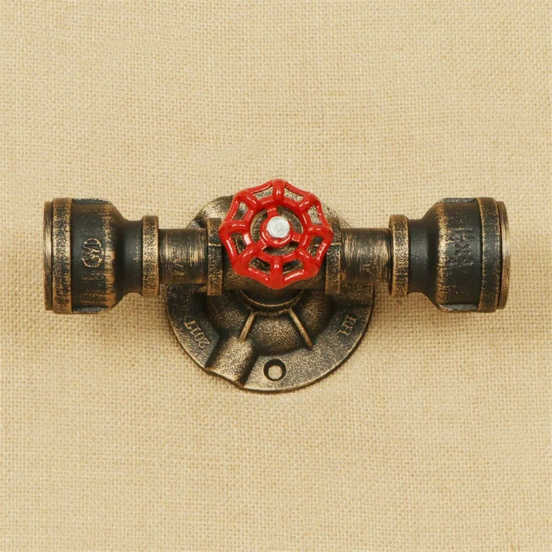 

Vintage Valve Iron Water Pipe Wall Lamp Sconces Double Head Loft Industrial Wind LED Wall Light Fixtures Lampara Pared