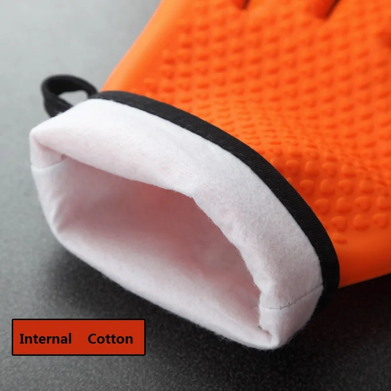2Pcs/Pair Anti-scalding Silicone Microwave Oven Plus Cotton Insulation Gloves Temperature Kitchen Heat-proof 5Fingers Household | Дом и сад