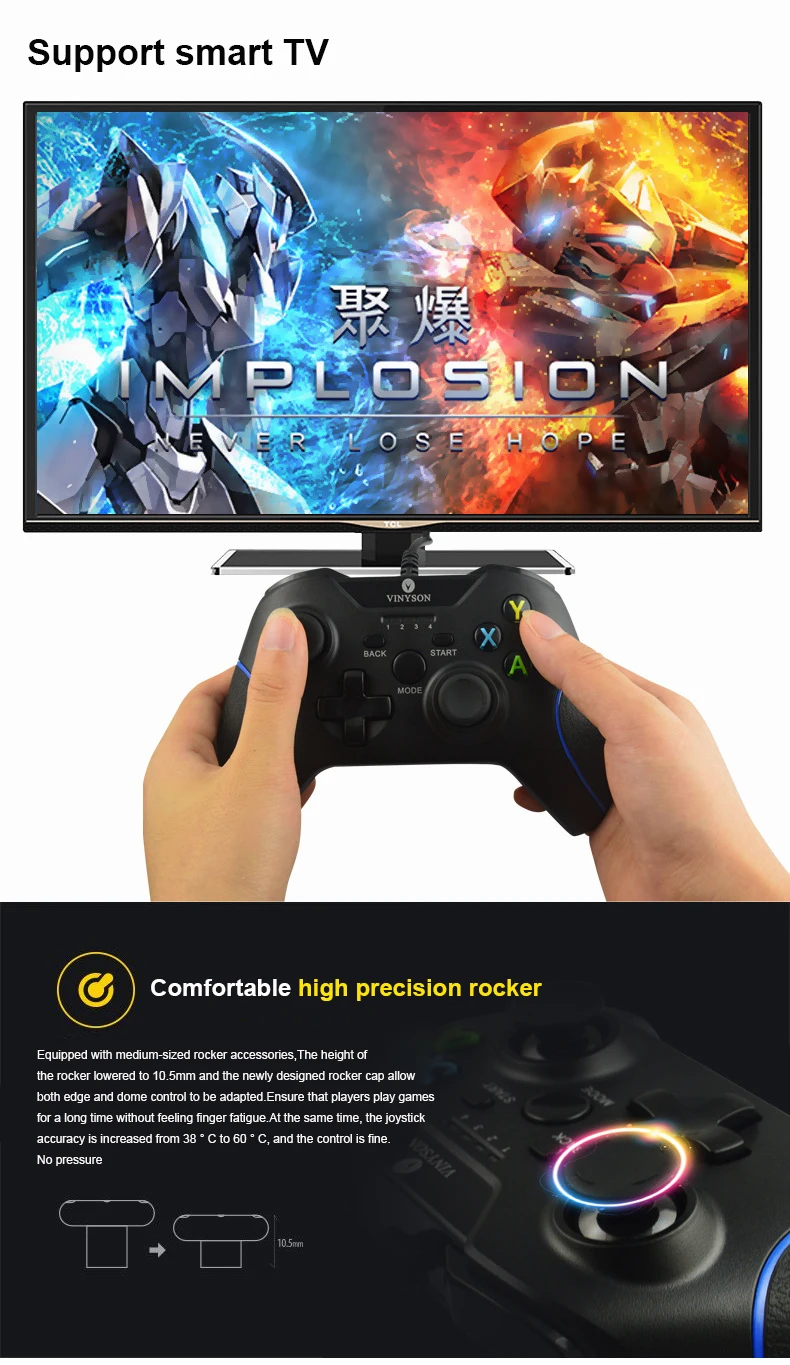 Игровой джойстик VINYSON Проводной контроллер PS3 для Android Совместим с джойстиком Геймпад для Джойстик для ПК с Windows TV
