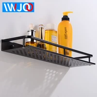 Bathroom Shelf Black Aluminum Single Bathroom Shelves Shower Storage Rack Wall Mounted Decorative Corner Basket Shampoo Shelf