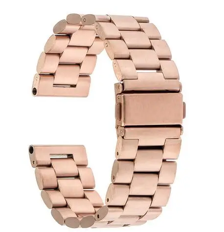 Rose Gold Ремешок из нержавеющей стали 22 мм для samsung gear 2 R380 Neo R381 Live R382 Moto 360 2 2nd 46 мм браслет черный золотой серебряный - Цвет ремешка: Rose Gold