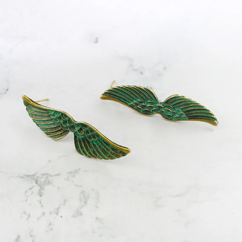 Ностальгические Винтажные серьги в форме крыльев антикварные медные креативные