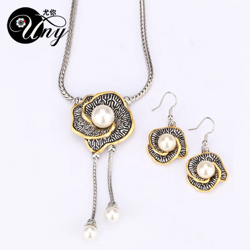 Uny Винтаж jewelries Наборы Элегантный комплект ювелирных изделий с искусственным