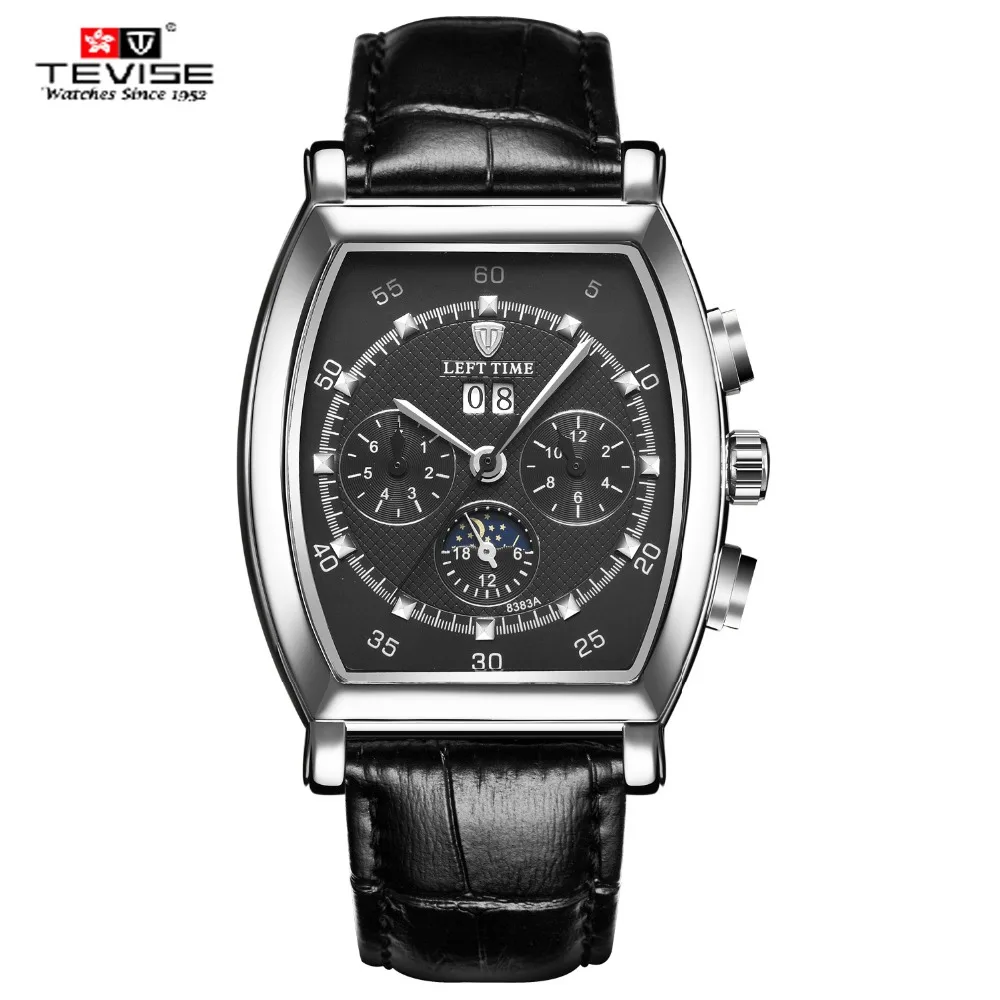 Мужские механические наручные часы с календарем из натуральной кожи|wristwatch