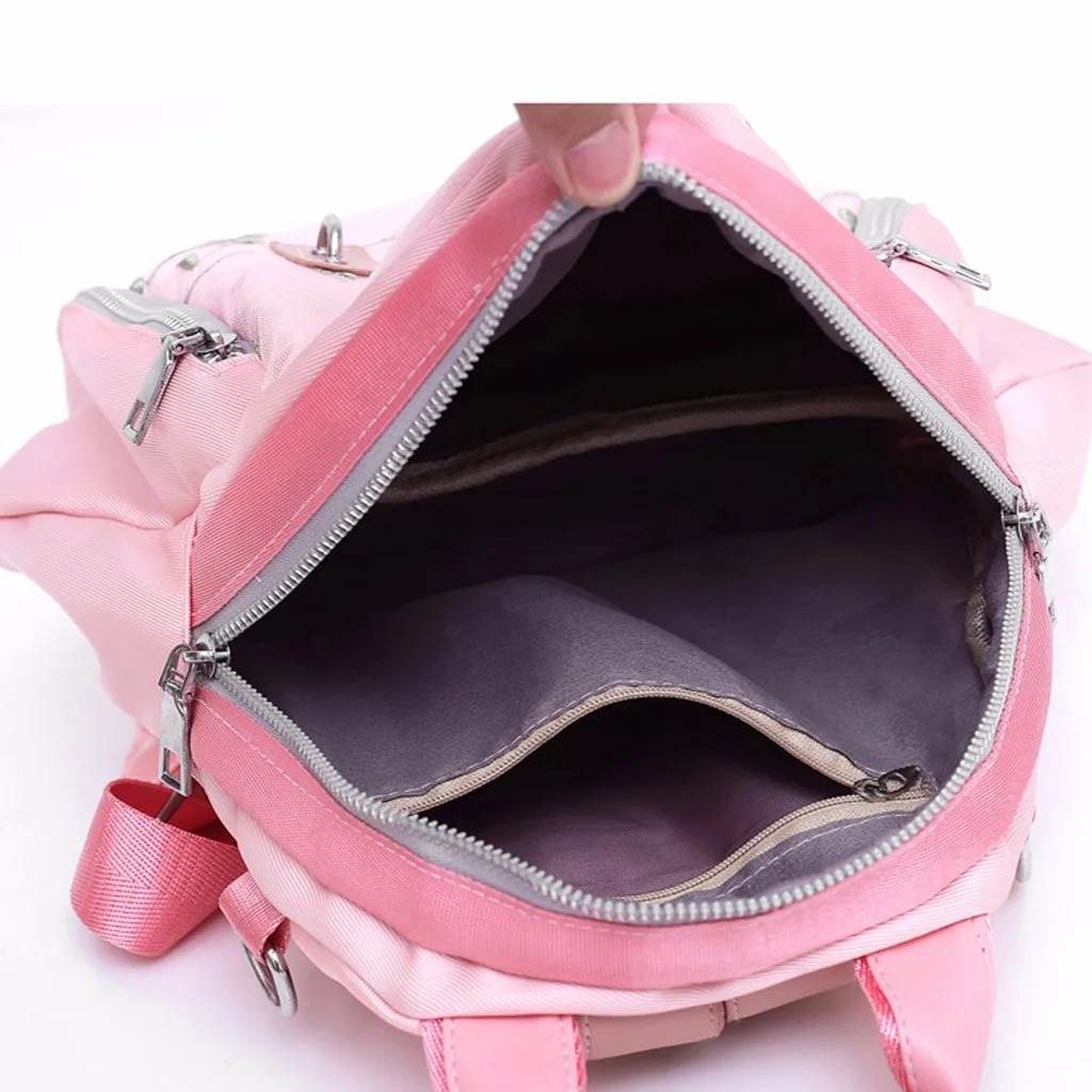 Fashion Women’s Solid Color Fringed Printed Zipper Backpack Fringed printed zipper solid backpack bag June17