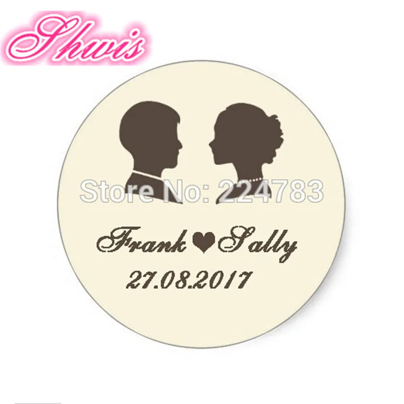 100 шт свадебные бумажные наклейки на заказ имя и Дата украшения для свадебных