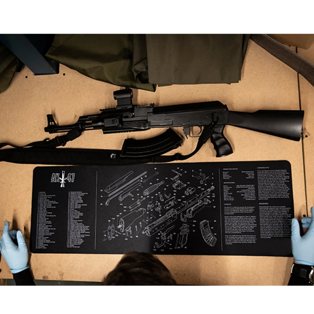 Резиновый коврик для чистки пистолета Glock с диаграммой деталей и инструкциями