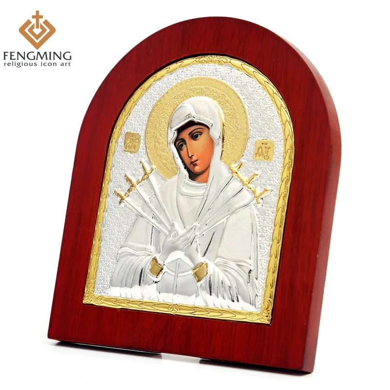 11*13 см авторские русские православные семь мечей религиозные иконы Дева Мария из
